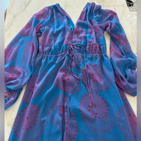 Staud-Blue and Pink Shelby Long-sleeve Printed Maxi Dress - Picture 3 of 6